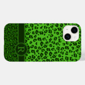 ヒョウ動物グリーンモノグラム Case-Mate iPhoneケース (裏面 (横))