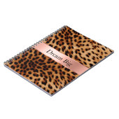 ヒョウ動物バラピンクリボン名 ノートブック (左側)