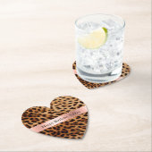 ヒョウ動物バラピンクリボン名 ペーパーコースター (インサイチュ)