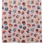 ヒョウ動物ピンクモダン色 シャワーカーテン (正面)