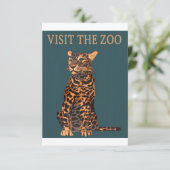 ヒョウ動物園イラストレーションヴィンテージ セーブザデート (スタンド正面)