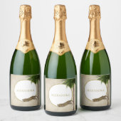 ヒョウ動物柄パームエレガントパーティー スパークリングワインラベル (ボトル)