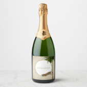 ヒョウ動物柄パームエレガントパーティー スパークリングワインラベル (正面)