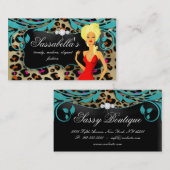 ヒョウ化粧ジュエリーファッションブロンド 名刺 (正面/裏面)