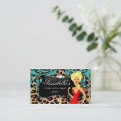 ヒョウ化粧ジュエリーファッションブロンド 名刺 (スタンド正面)