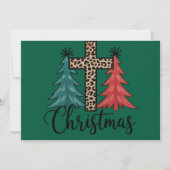 ヒョウ十字型クリスマスツリーズクリスチャン シーズンカード (正面)