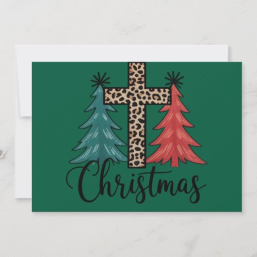 ヒョウ十字型クリスマスツリーズクリスチャン シーズンカード (正面)