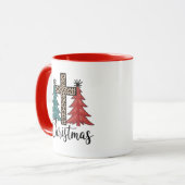 ヒョウ十字型クリスマスツリーズクリスチャン マグカップ (正面左)