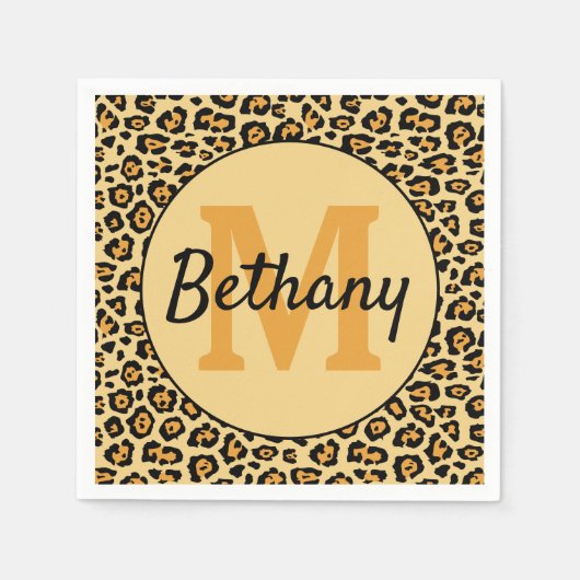 ヒョウ印パーソナライズされた刷 スタンダードカクテルナプキン (正面)