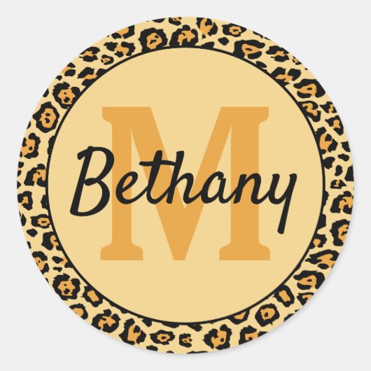 ヒョウ印パーソナライズされた刷 ラウンドシール (正面)