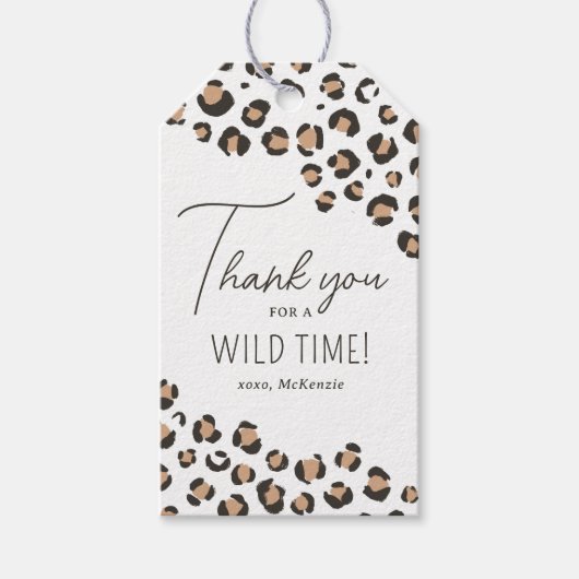 ヒョウ印刷の誕生日パーティー ギフトタグ (正面)