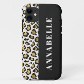 ヒョウ印刷イニシャルはっきりした金ゴールド Case-Mate iPhoneケース (裏面)
