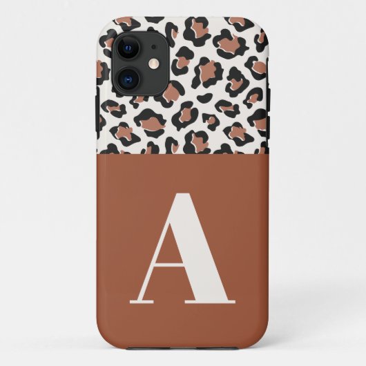 ヒョウ印刷イニシャルタイポグラフィモダンterracotta Case-Mate iPhoneケース (裏面)