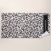 ヒョウ印刷イニシャルタイポグラフィ青モダン ビーチタオル (正面)