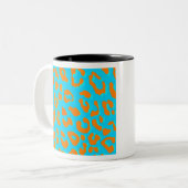 ヒョウ印刷オレンジブルー ツートーンマグカップ (正面左)