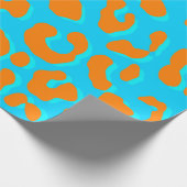 ヒョウ印刷オレンジブルー ラッピングペーパー (角)