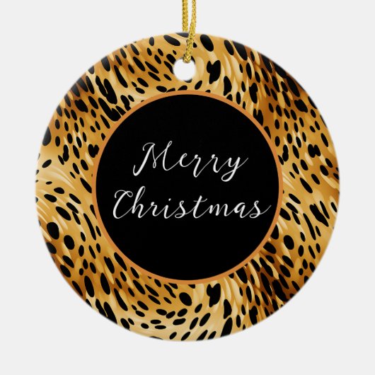 ヒョウ印刷オーナメント セラミックオーナメント (正面)