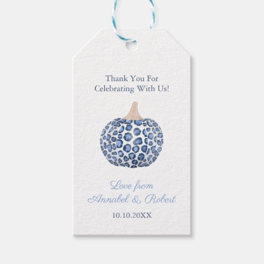 ヒョウ印刷カボチャのシャワーありがとうメッセージカード ギフトタグ (正面)