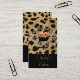 ヒョウ印刷ケータリングパティシシェフカップケーキベーカリー 名刺