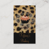 ヒョウ印刷ケータリングパティシシェフカップケーキベーカリー 名刺 (正面)
