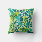 ヒョウ印刷ティール(緑がかった色)ブルーグリーンアニマルプリント クッション (裏面)
