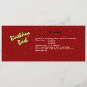 ヒョウ印刷バスパス誕生日パーティー プログラム (裏面)