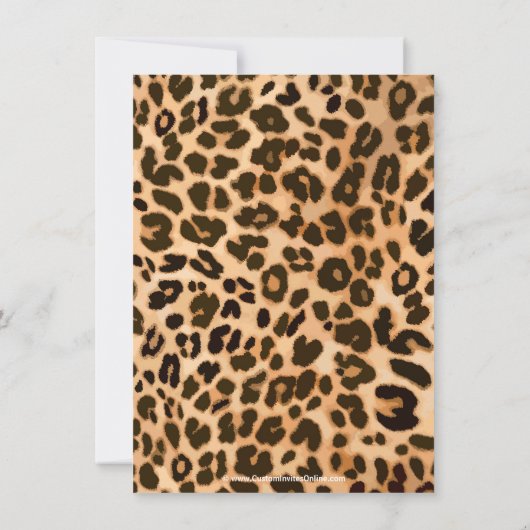 ヒョウ印刷パープルガール赤ちゃんシャワー招待状 招待状 (裏面)