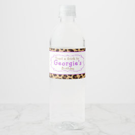 ヒョウ印刷パープルクローバー誕生日パーティー ペットボトルラベル