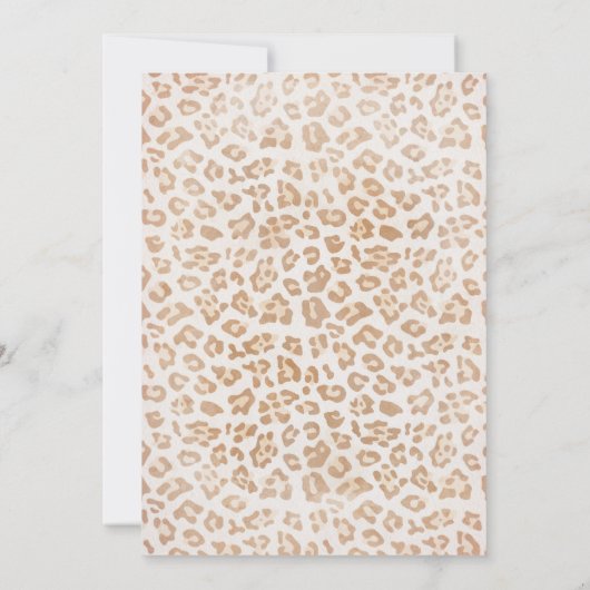ヒョウ印刷ピンクと金ゴールド2ndバースデーサファリ 招待状 (裏面)