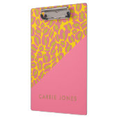 ヒョウ印刷ピンクイエロー金ゴールド事業エレガント クリップボード (左)