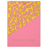 ヒョウ印刷ピンクイエロー金ゴールド事業エレガント クリップボード (裏面)