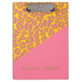 ヒョウ印刷ピンクイエロー金ゴールド事業エレガント クリップボード (正面)