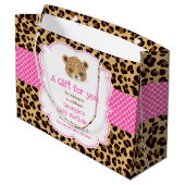 ヒョウ印刷ピンククローバー誕生日ありがとう ラージペーパーバッグ (裏面アングル)