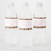 ヒョウ印刷ピンククローバー誕生日パーティー ペットボトルラベル (ボトル)