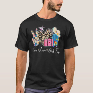 ヒョウ印刷ピースラブガールズトリップバケーションモード Tシャツ