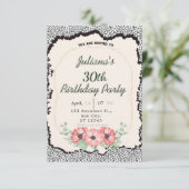 ヒョウ印刷フローラ誕生日 招待状 (スタンド正面)
