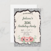 ヒョウ印刷フローラ誕生日 招待状 (正面/裏面)