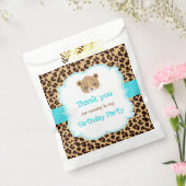 ヒョウ印刷ブルークローバー誕生日パーティー フェイバーバッグ (封をした状態)