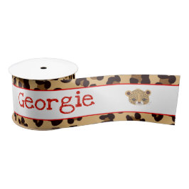 ヒョウ印刷レッドクローバーギフト サテンリボン