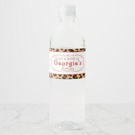 ヒョウ印刷レッドクローバー誕生日パーティー ペットボトルラベル