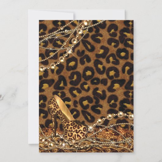 ヒョウ印刷レディース誕生日招待状 招待状 (裏面)