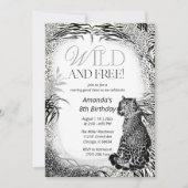 ヒョウ印刷子供の誕生日 招待状 (正面)