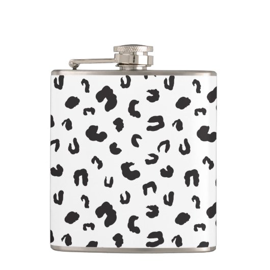 ヒョウ印刷白黒 フラスク (正面)