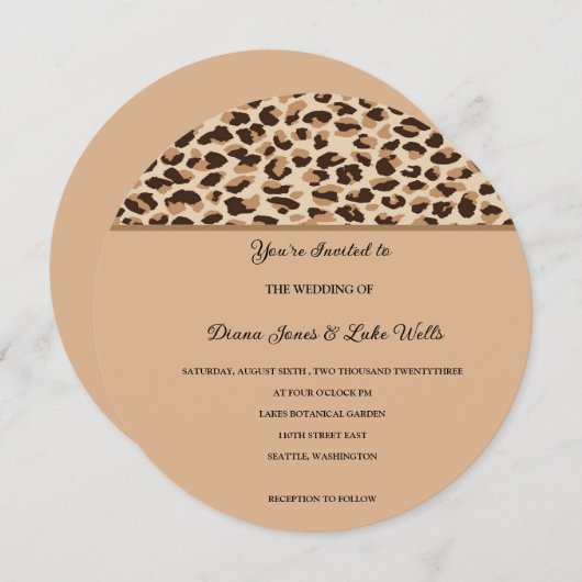 ヒョウ印刷結婚式招待状 招待状 (正面/裏面)