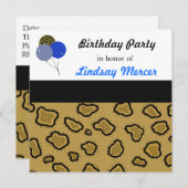 ヒョウ印刷誕生日招待状 招待状 (正面/裏面)