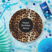 ヒョウ印刷金ゴールドグリッタースパークルフレーム誕生日 ペーパープレート (パーティー)