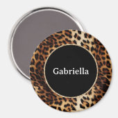 ヒョウ印刷金ゴールドグリッタースパークルフレーム マグネット (正面/裏面)