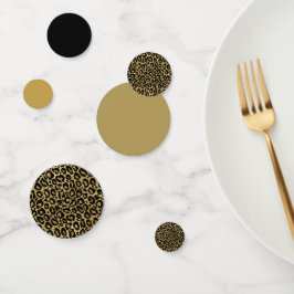 ヒョウ印刷金ゴールドブラックアニマルプリント コンフェッティ