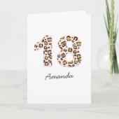 ヒョウ印刷18 |可愛モダンい名前18誕生日 カード (正面)