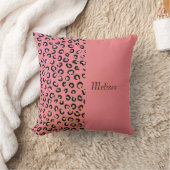 ヒョウ印刷2トーン赤面ピンク名モノグラム クッション (ブランケット)